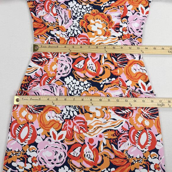 J McLaughlin Women's Catalina Knit Flora Sheath Dress XS Orange Pink - Picture 12 of 13